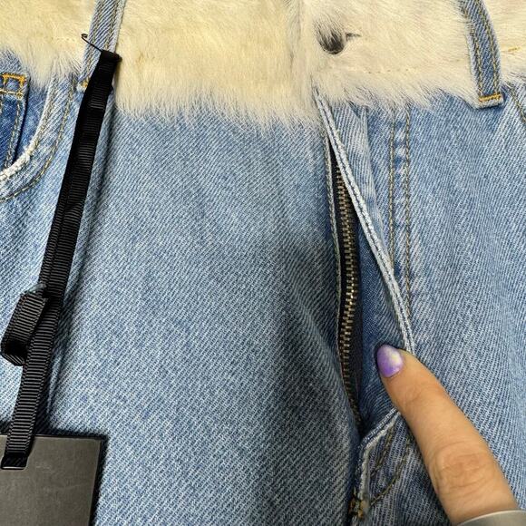 Numero Otto Amelie Fur Straight Leg Jeans Size 44 / US 8 - Picture 6 of 12